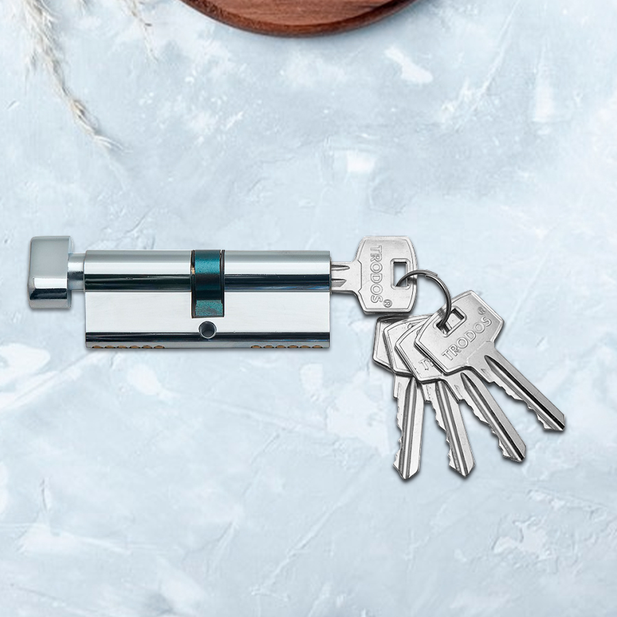 Механизм цилиндровый Trodos ЦМВ 80(40/40) сплав ЦАМ 5 ключей, хром