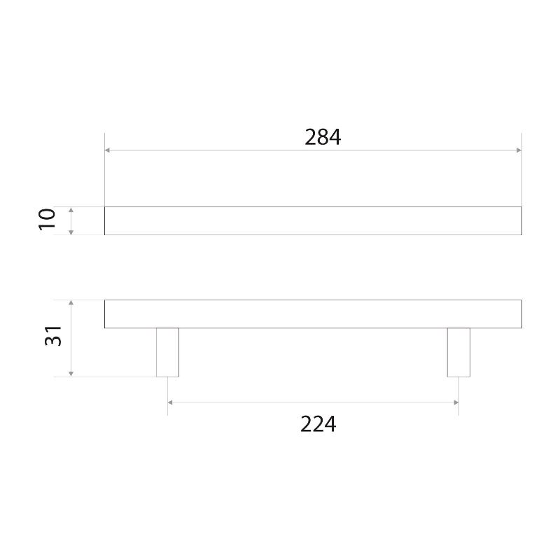 Ручка-рейлинг мебельная Trodos "8925" D10х224-284мм сталь, хром матовый, хедер
