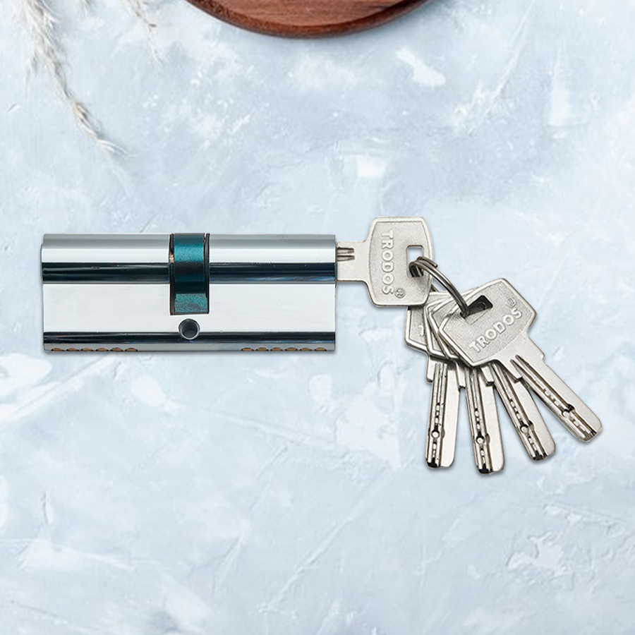 Механизм цилиндровый Trodos ЦМП 80(40/40) сплав ЦАМ 5 ключей, хром