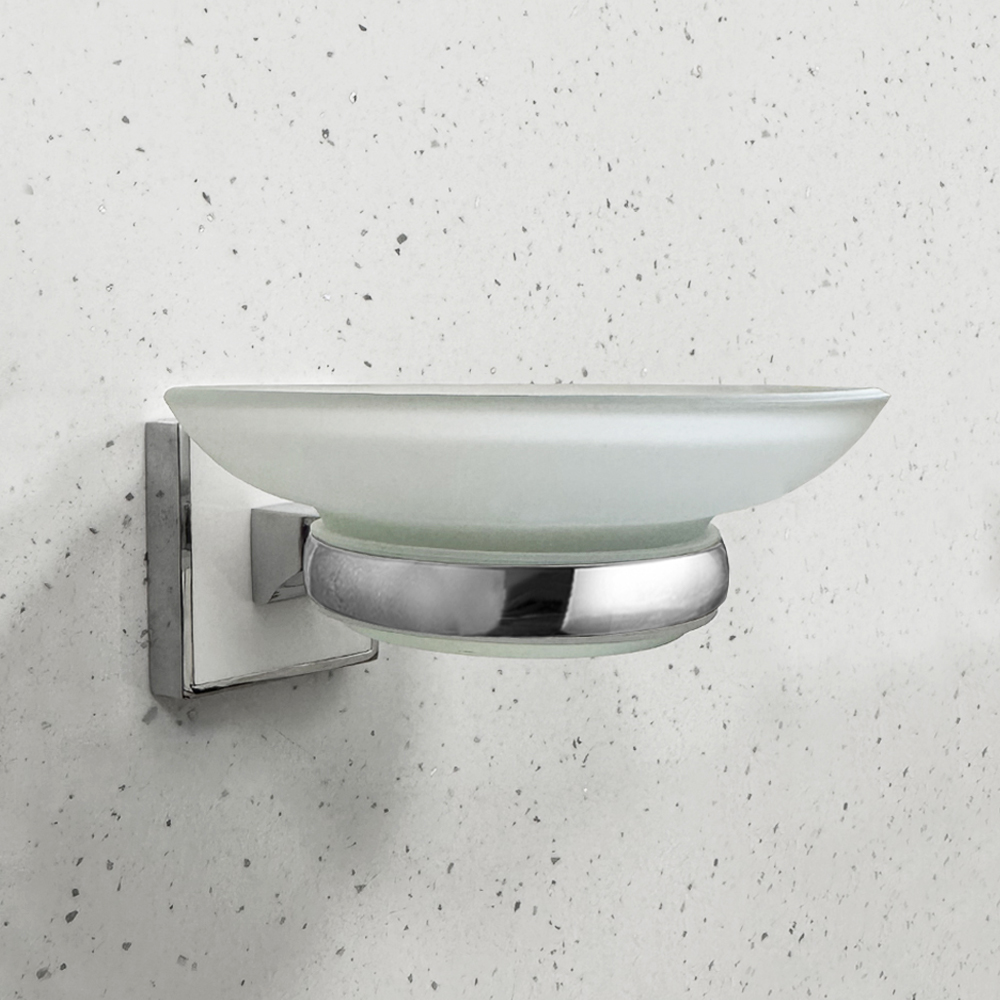 Мыльница стеклянная с держателем Zenfort коллекция "Генезис", белый