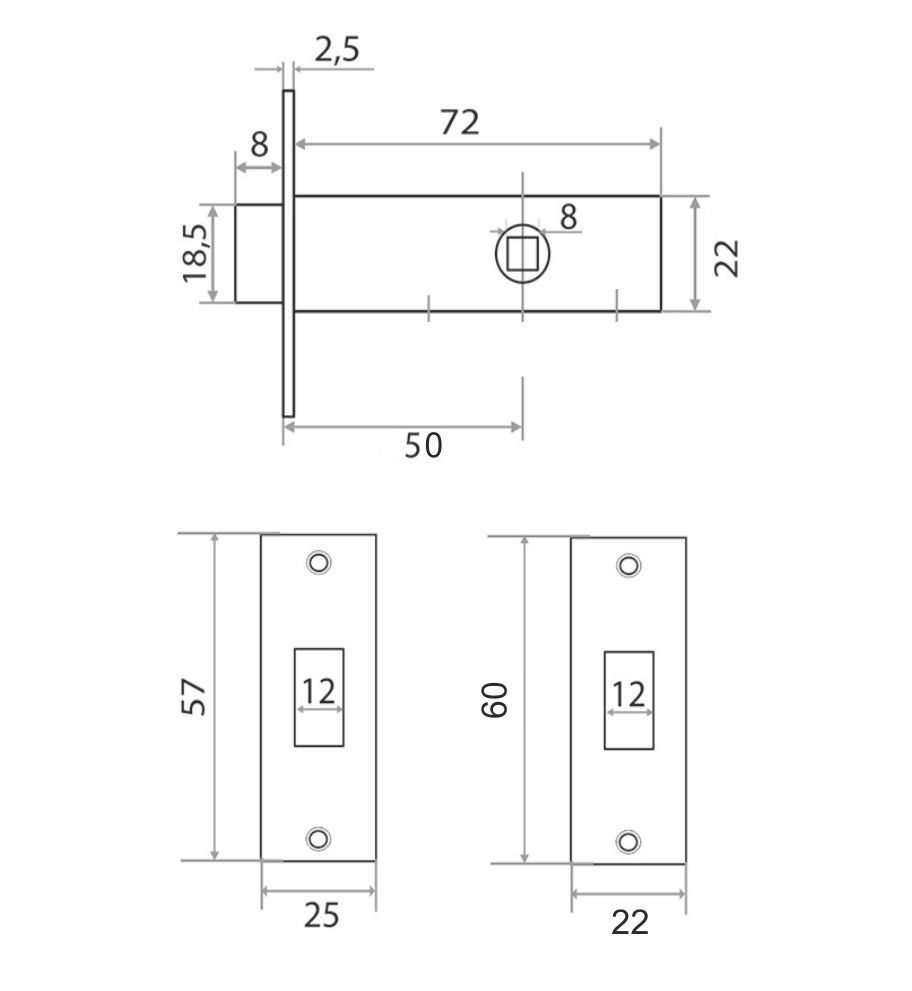 Защелка врезная Trodos 6-50/М BL магнит, черный