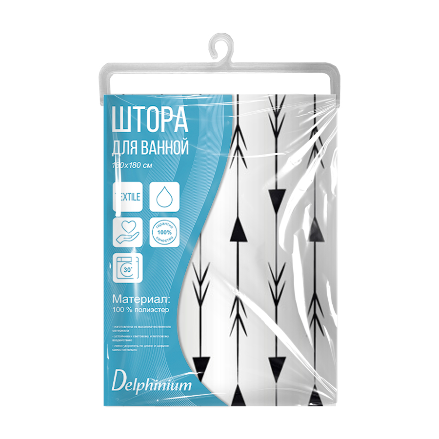 Штора для ванной Delphinium "Альфа" полиэстер 180х180см, 12 колец, мультиколор