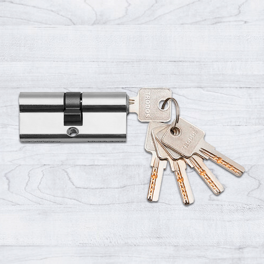 Механизм цилиндровый Trodos ЦМП 60(30/30) латунь 5 ключей, хром, блистер