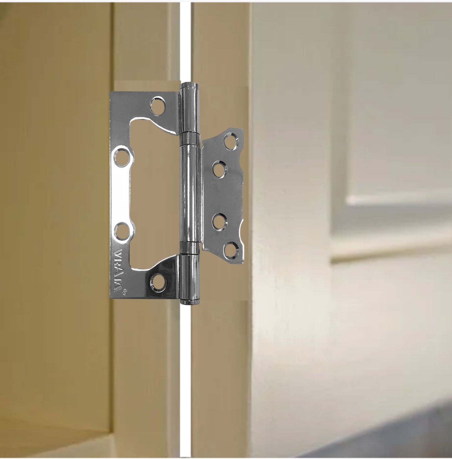 Петля накладная Vrata 100х75х2,0 без врезки, б/к, хром, флоупак