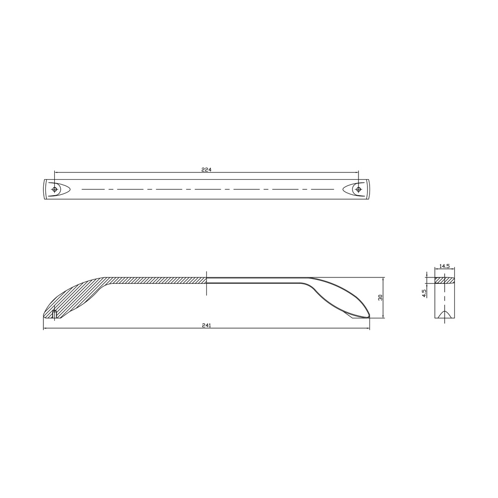 Ручка-скоба мебельная Trodos "9455" 224мм сплав ЦАМ 152гр, черный 