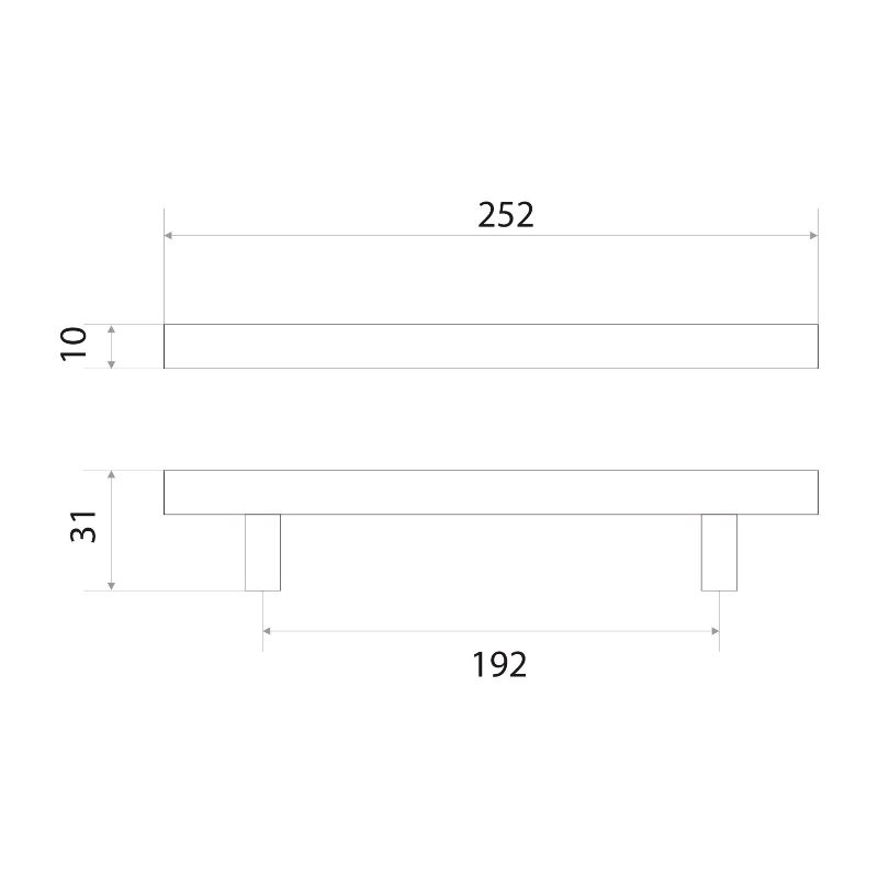 Ручка-рейлинг мебельная Trodos "8925" D10х192-252мм сталь, хром матовый