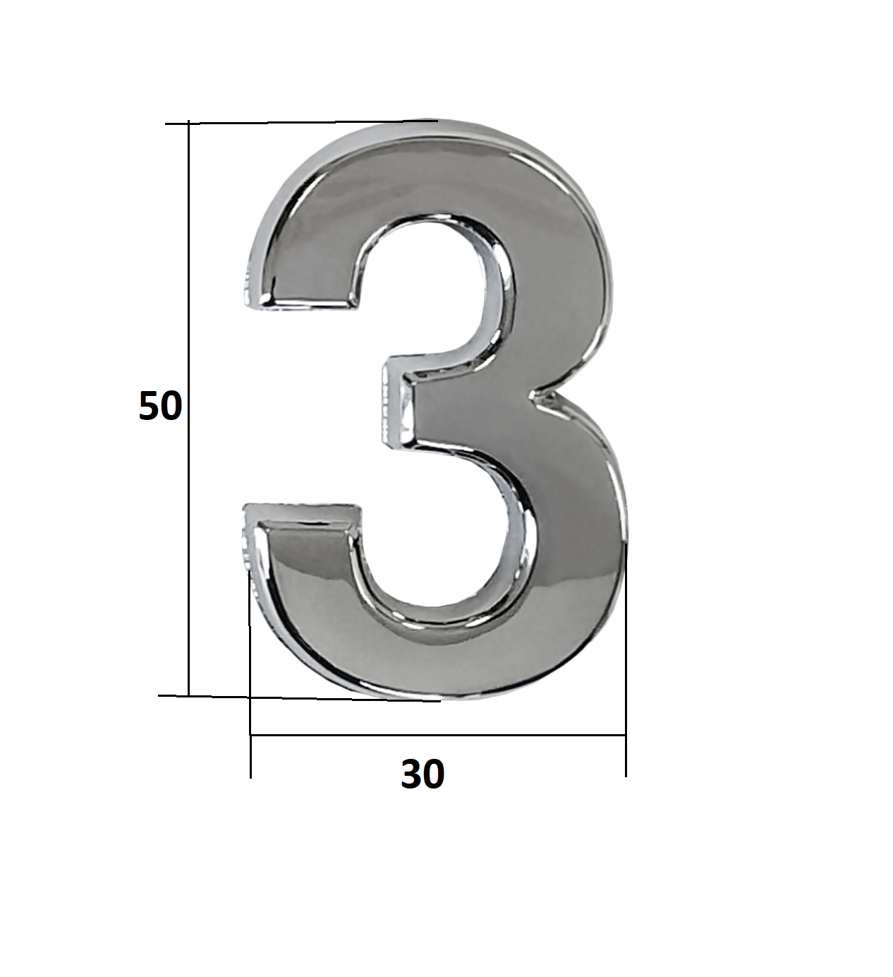Цифра дверная Trodos "3" классика, хром
