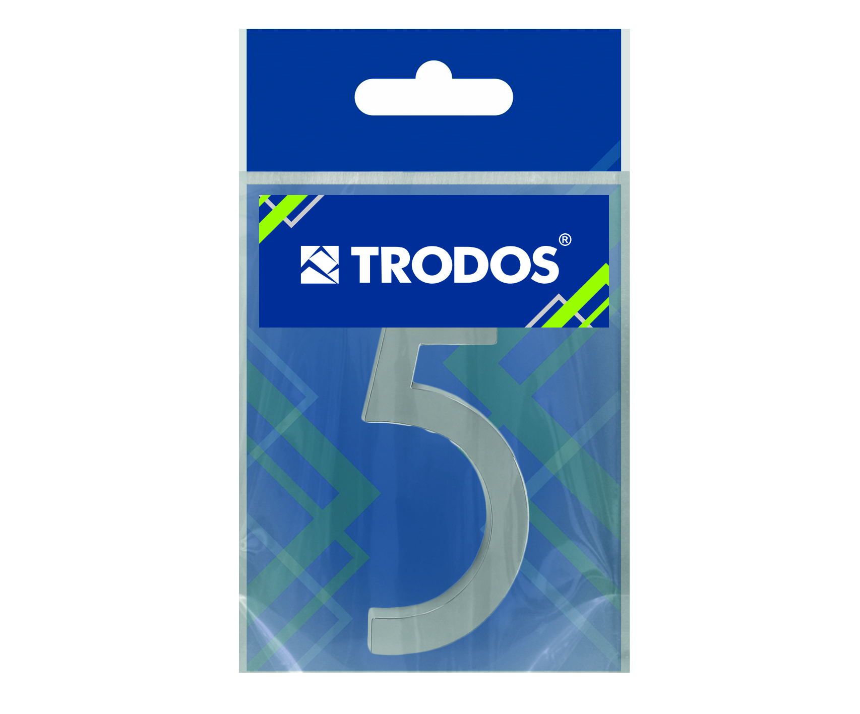 Цифра дверная Trodos "5" модерн, хром