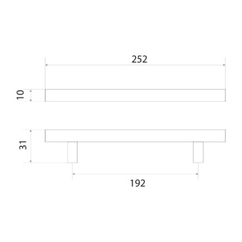 Ручка-рейлинг мебельная Trodos "8925" D10х192-252мм сталь, хром матовый, хедер