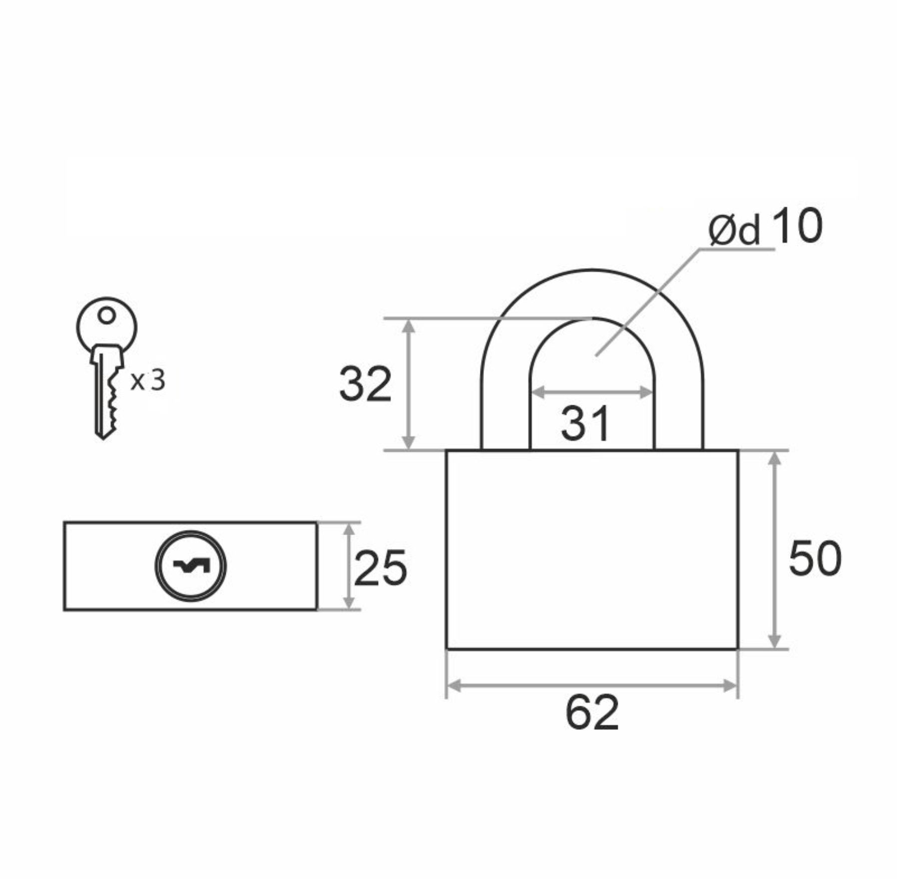Замок навесной Trodos BC-HG36-63 чугун, блистер