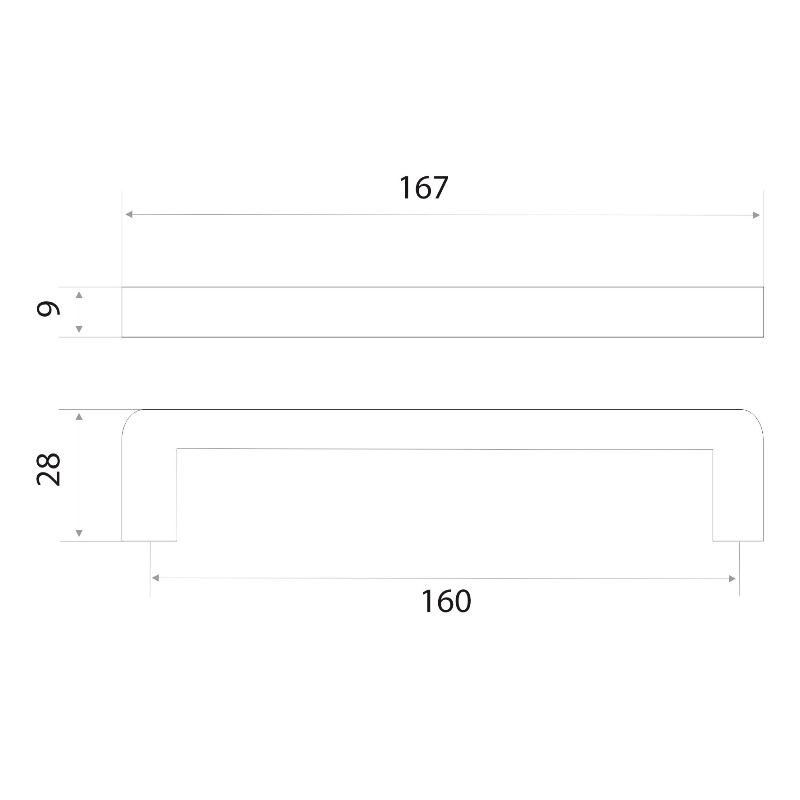 Ручка-скоба мебельная Trodos "DMZ-21203" 160мм сплав ЦАМ 90гр, белый матовый