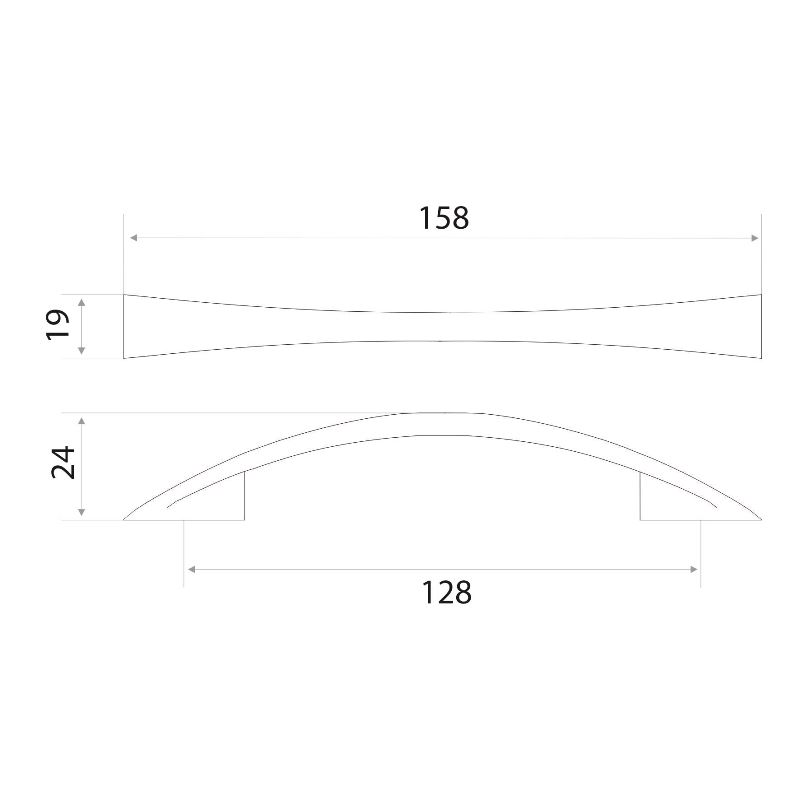 Ручка-скоба мебельная Trodos "ZY-7С Бабочка" 128мм сплав ЦАМ 45гр, хром