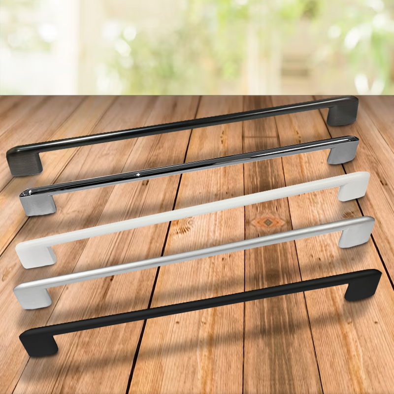 Ручка-скоба мебельная Trodos "8653" 192мм сплав ЦАМ 133гр, черный никель брашированный матовый