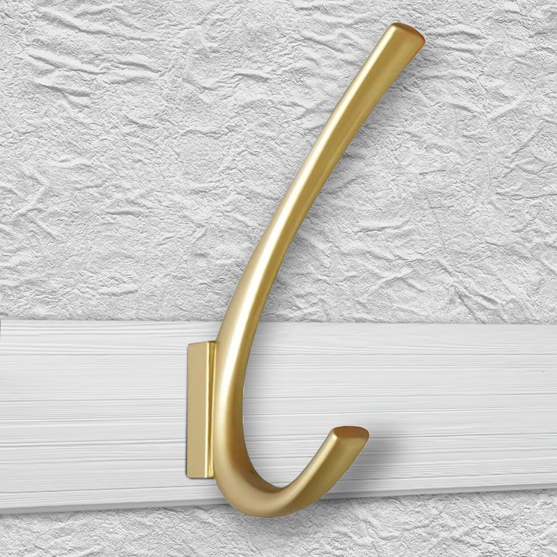 Крючок мебельный Trodos "1642" 2-рожковый, сплав ЦАМ, сатиновое золото матовый