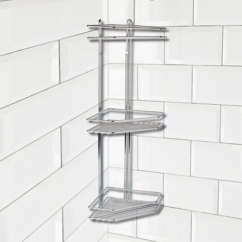 Полка настенная Delphinium 3-ярусная угловая "AE-672", хром