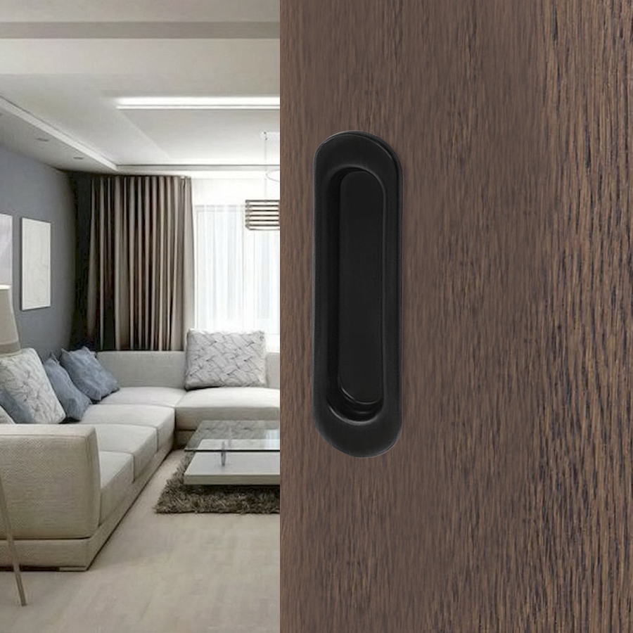 Ручка для раздвижных дверей овал, черный