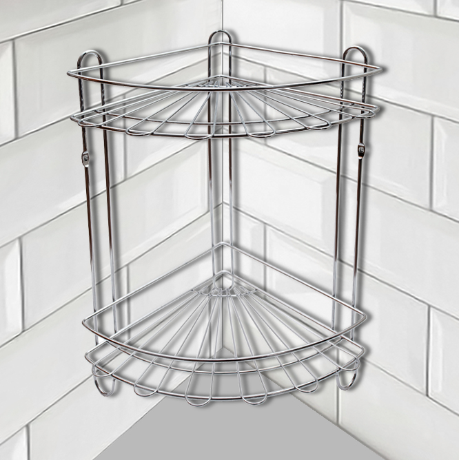 Полка настенная Delphinium 2-ярусная угловая "АЕ-435A", хром