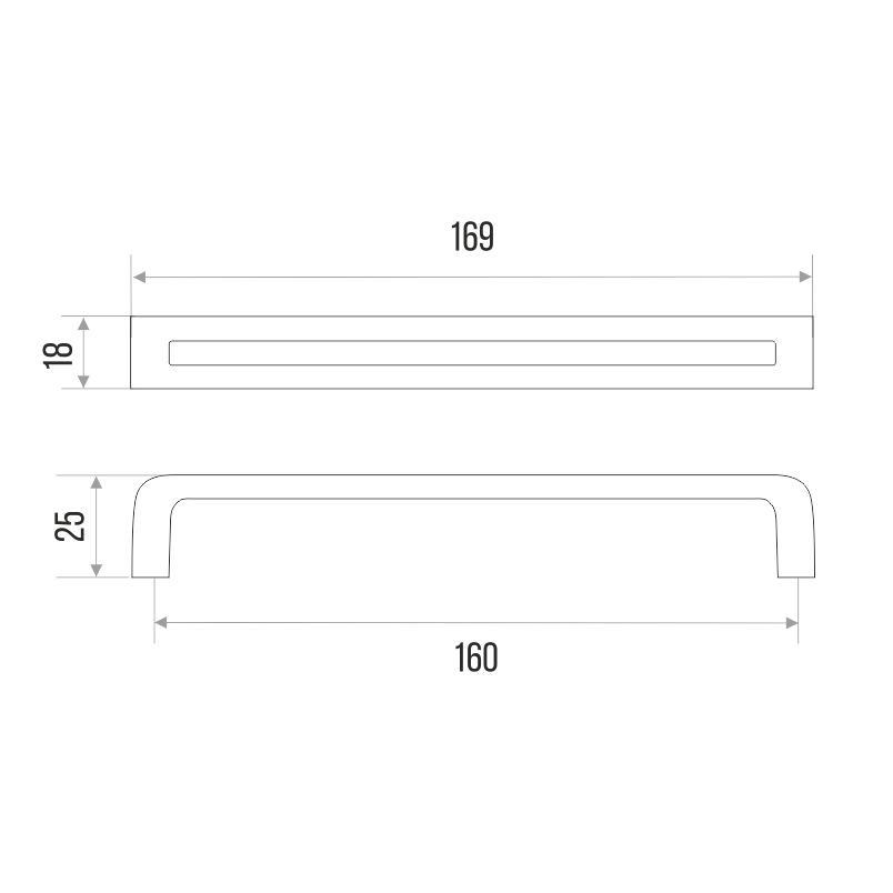 Ручка-скоба мебельная Trodos "2567" 160мм сплав ЦАМ 113гр, черный
