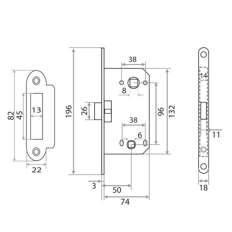 Защелка врезная Trodos SD600-96WC/P CP пластик, хром
