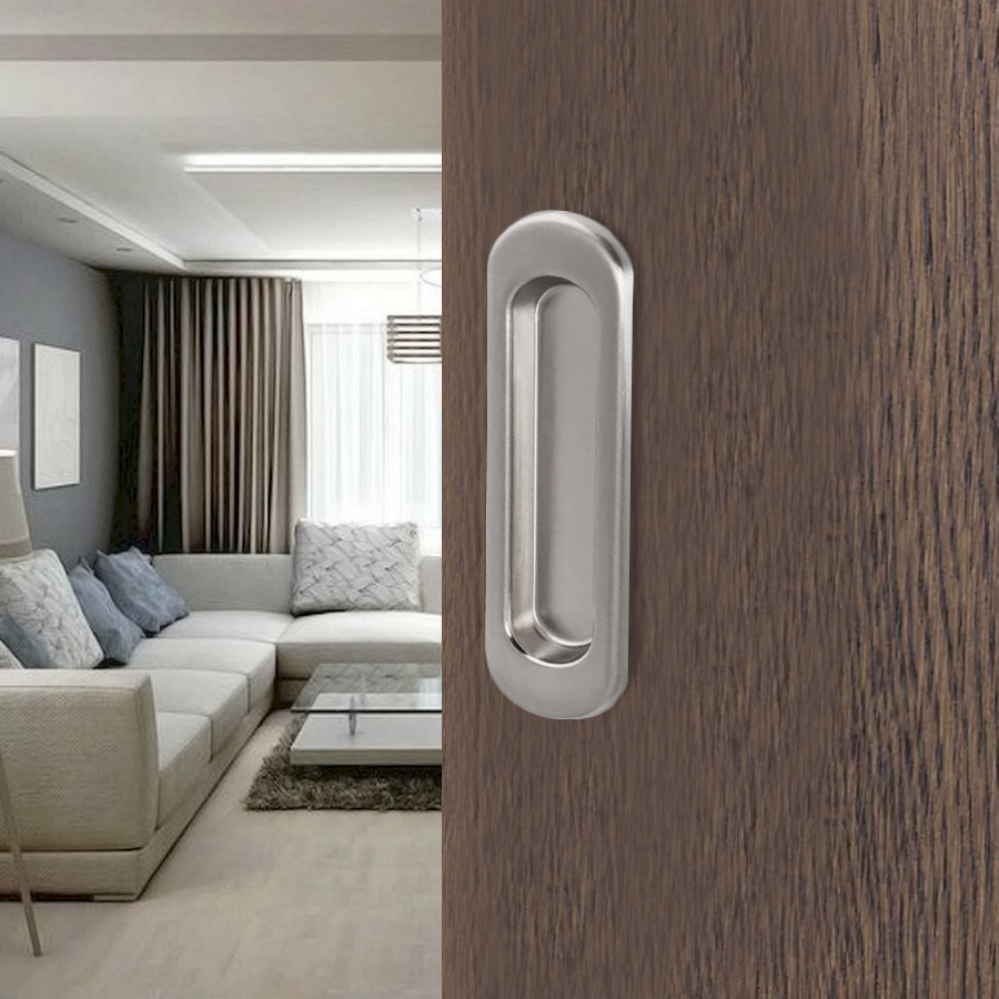 Ручка для раздвижных дверей овал, сатин