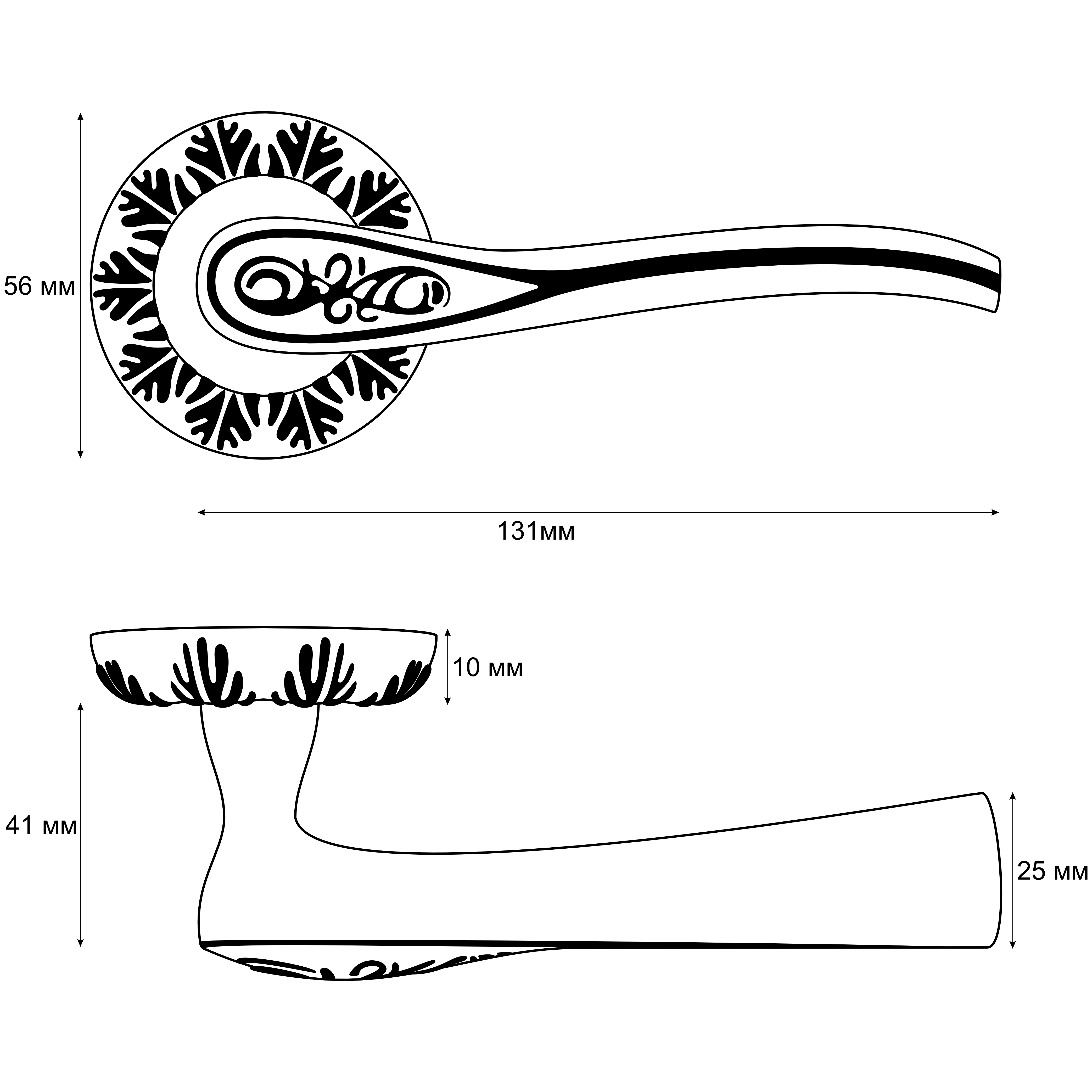 Ручка раздельная Trodos "75" серия 10, белый/хром