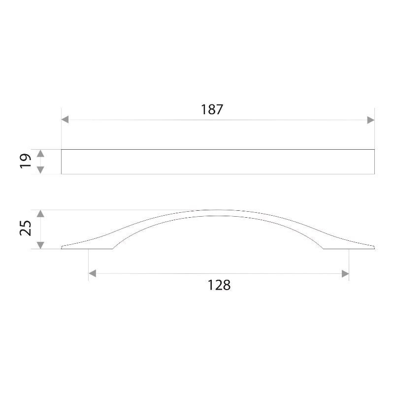 Ручка-скоба мебельная Trodos "ZY-98" 128мм алюминий 44гр, хром матовый