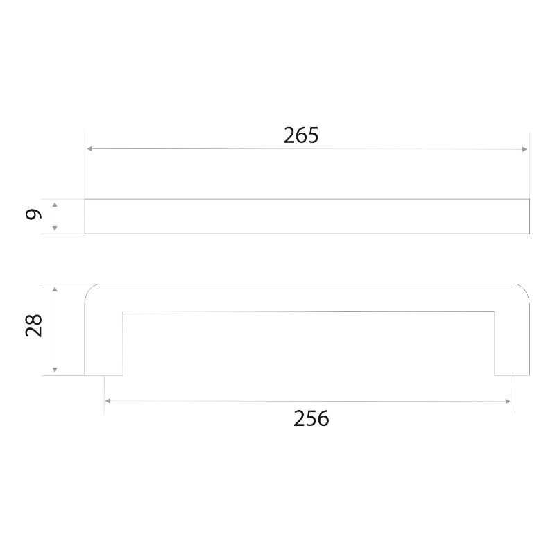 Ручка-скоба мебельная Trodos "DMZ-21203" 256мм сплав ЦАМ 141гр, браш никель