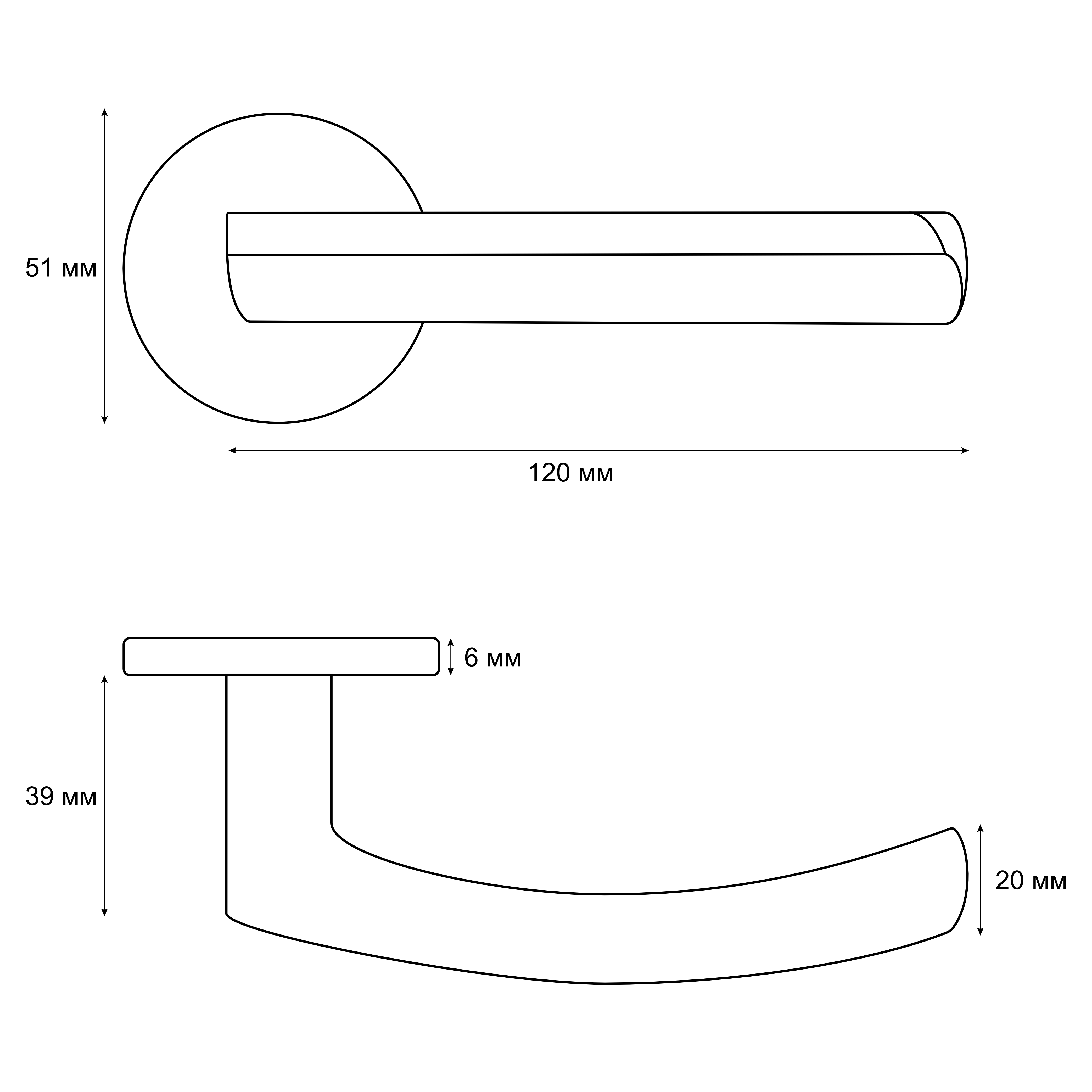 Ручка раздельная Trodos "55" серия 06 slim графит