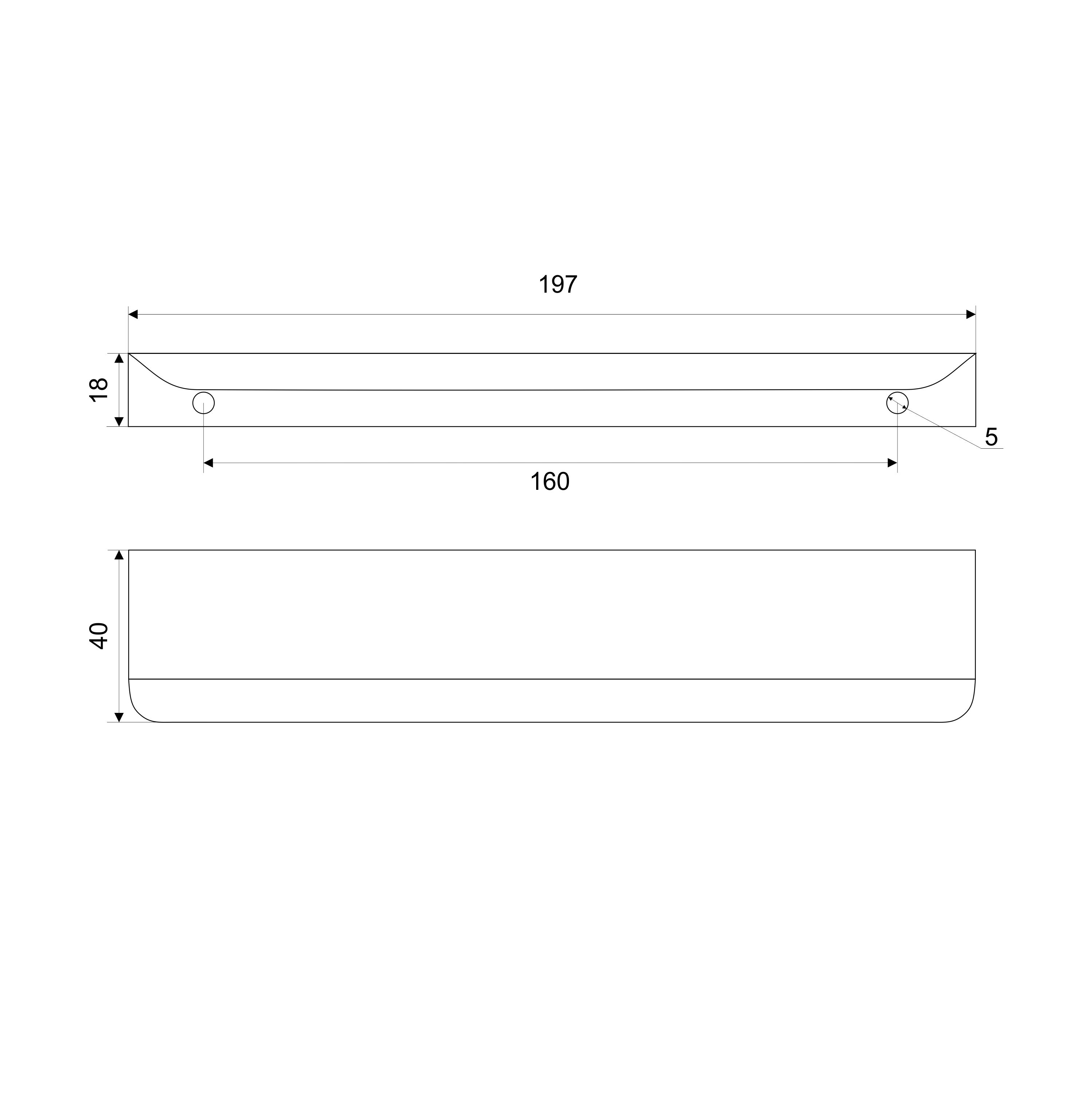 Ручка торцевая мебельная Trodos "10289" 160мм алюминий, хром матовый