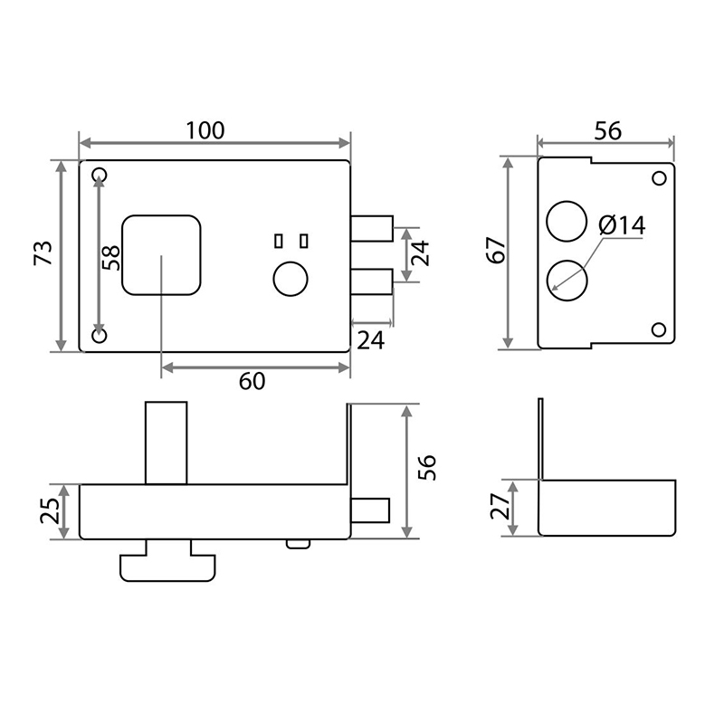 Замок накладной Trodos ЗН1-3-1 серый