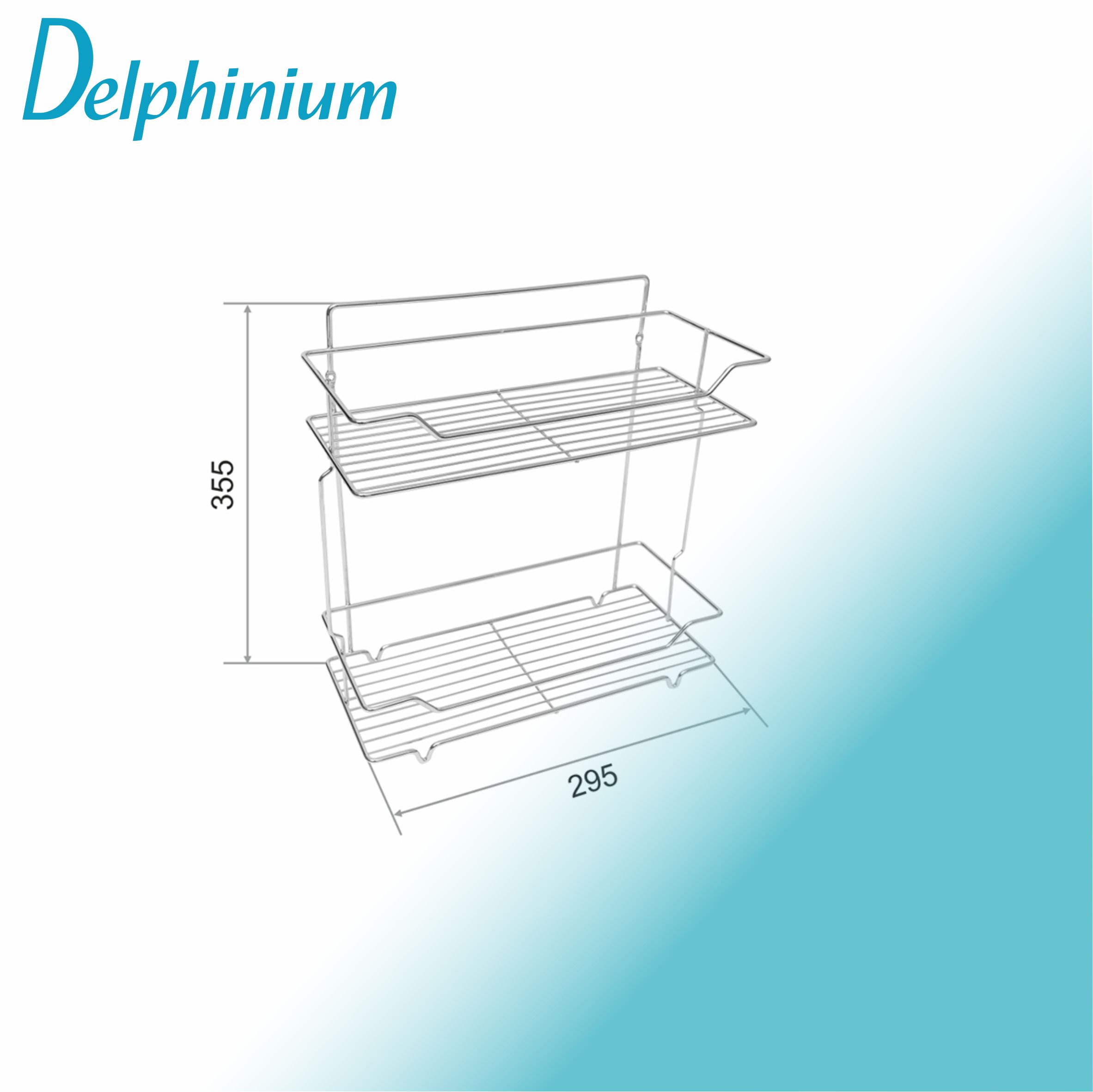 Полка настенная Delphinium 2-ярусная прямоугольная "АЕ-430", хром