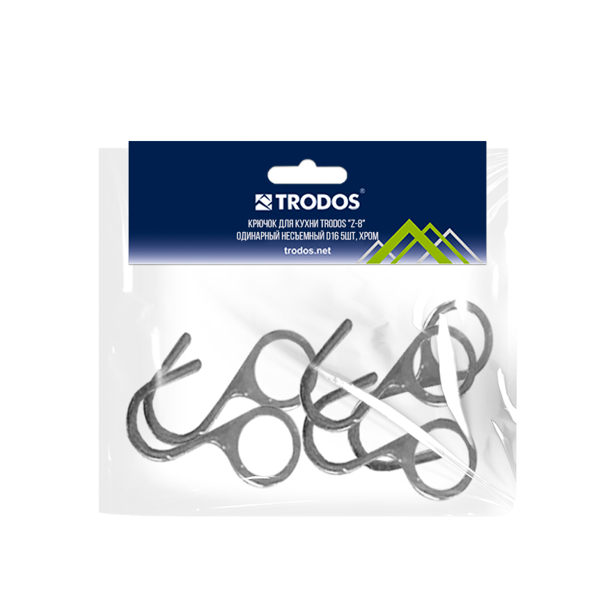 Крючок для кухни Trodos "Z-8" одинарный несъемный D16 5шт, хром