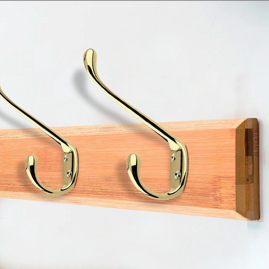 Крючок мебельный Trodos "ZY-203А" 2-рожковый, сплав ЦАМ, золото