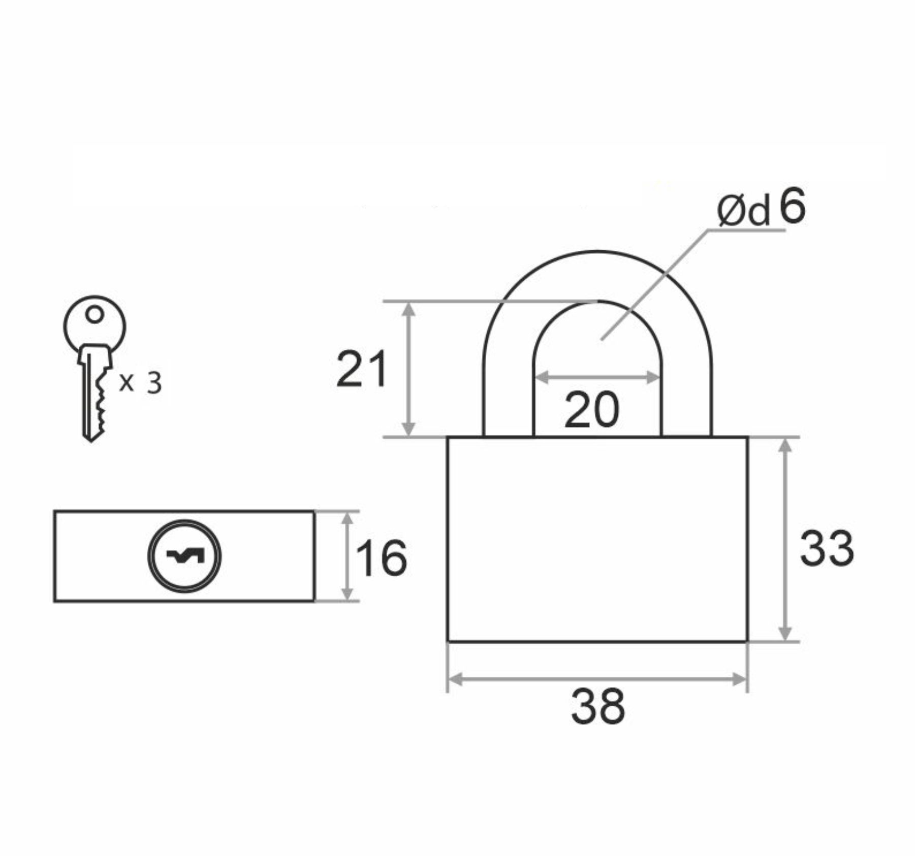 Замок навесной Trodos BC-HG36-38 чугун, блистер 