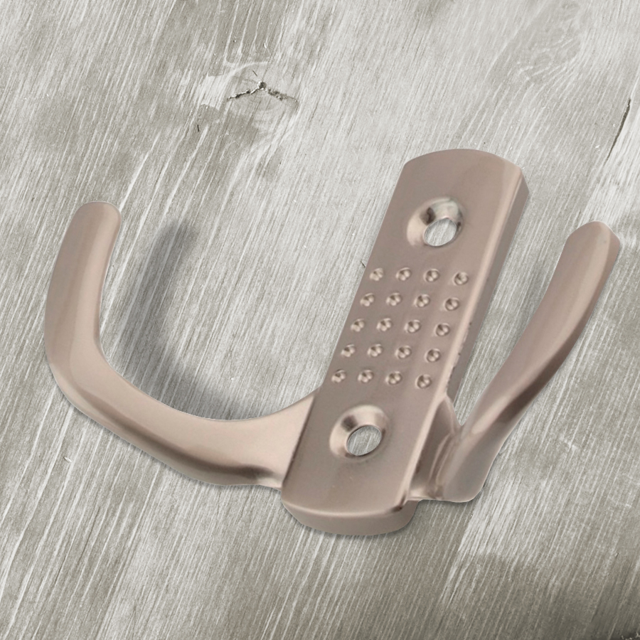 Крючок мебельный Trodos "ZY-201С" 2-рожковый, сплав ЦАМ, никель