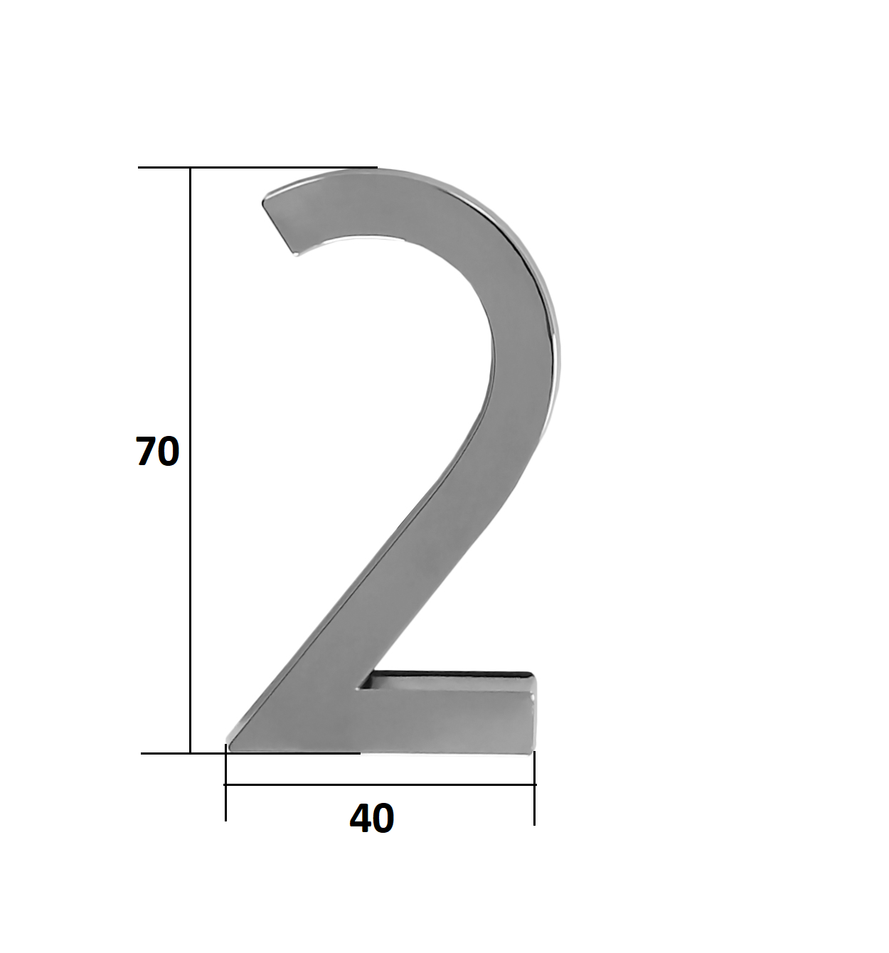 Цифра дверная Trodos "2" модерн, хром