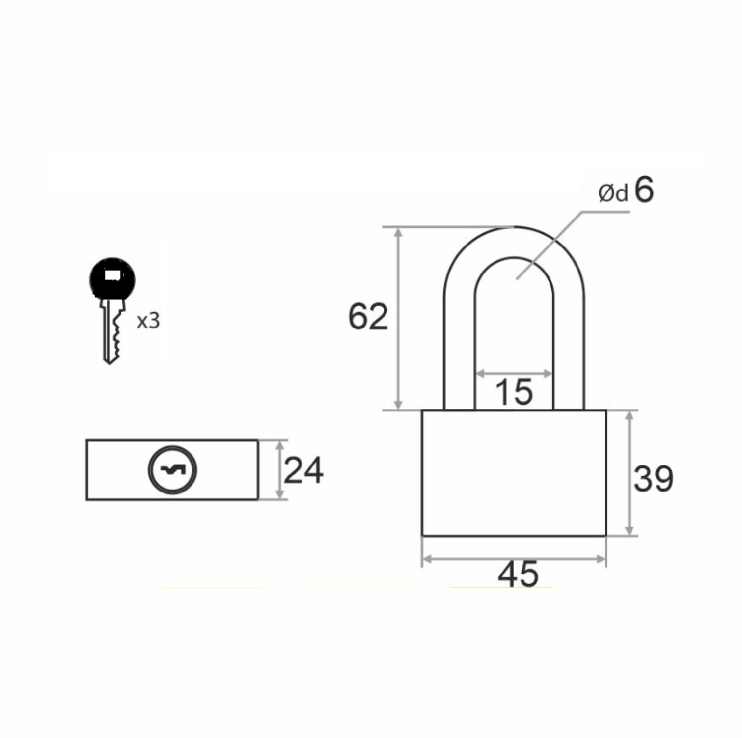 Замок навесной Trodos BC-IG1-45L чугун, всепогодный, блистер 