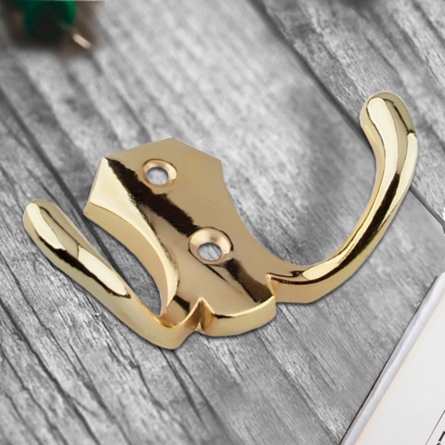 Крючок мебельный Trodos "ZY-204В" 2-рожковый, сплав ЦАМ, золото