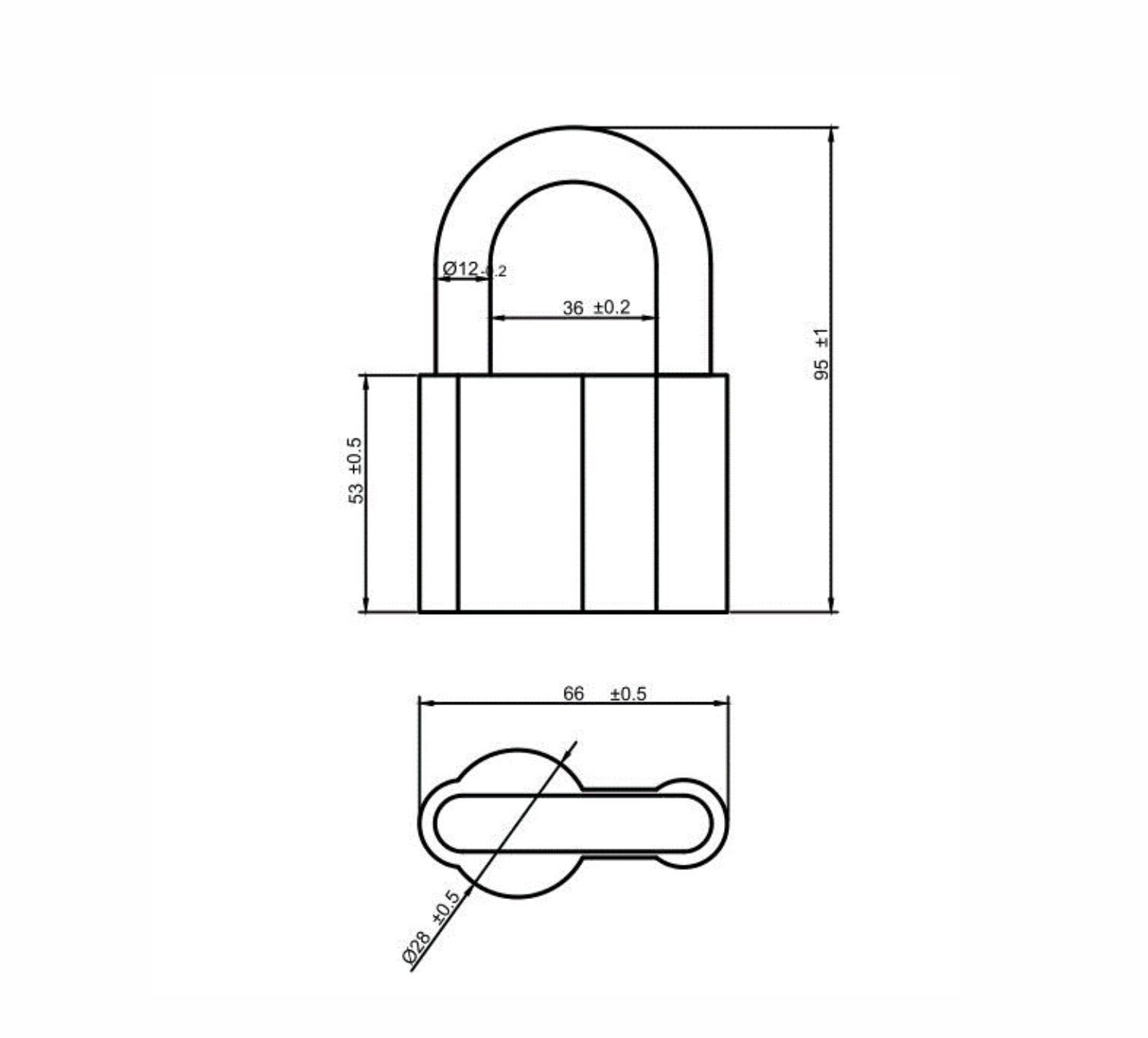 Замок навесной Trodos BC-HAL2-70 алюминий, блистер