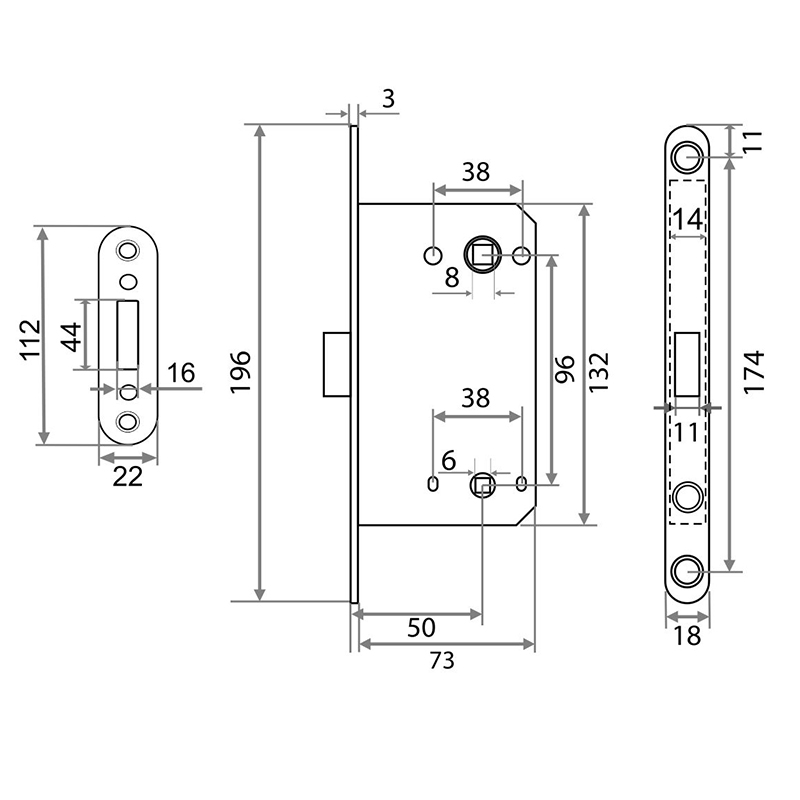 Защелка врезная Trodos CX410B-96WC/M AB магнит, бронза