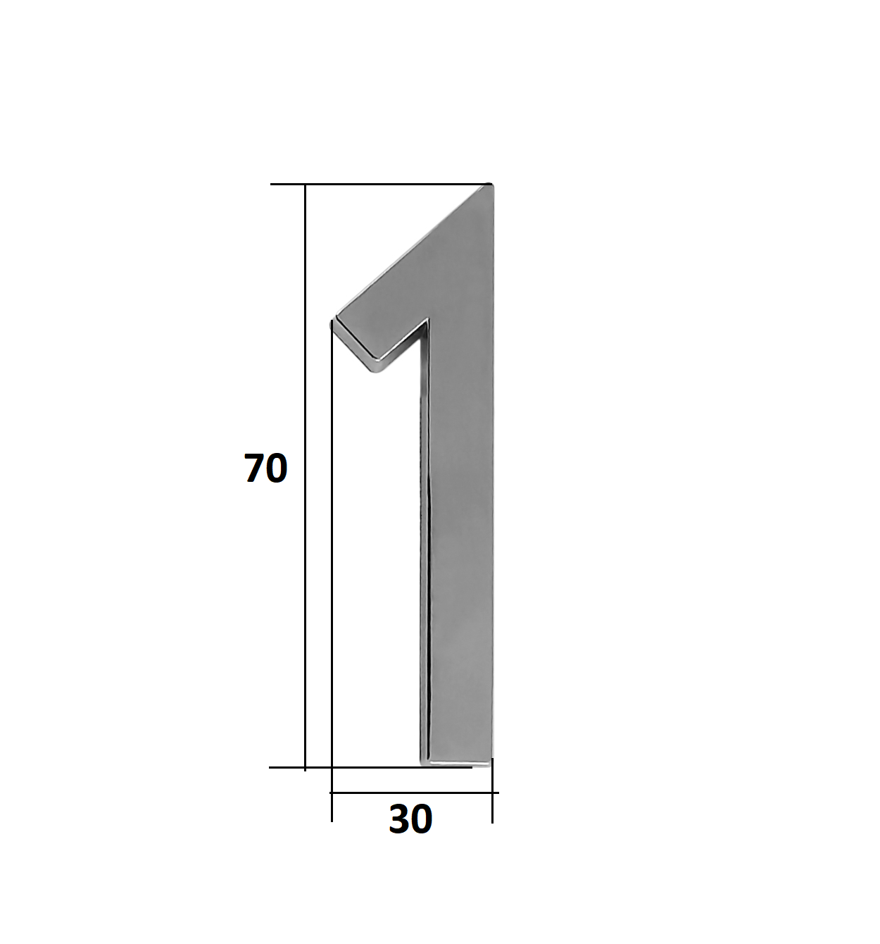 Цифра дверная Trodos "1" модерн, хром