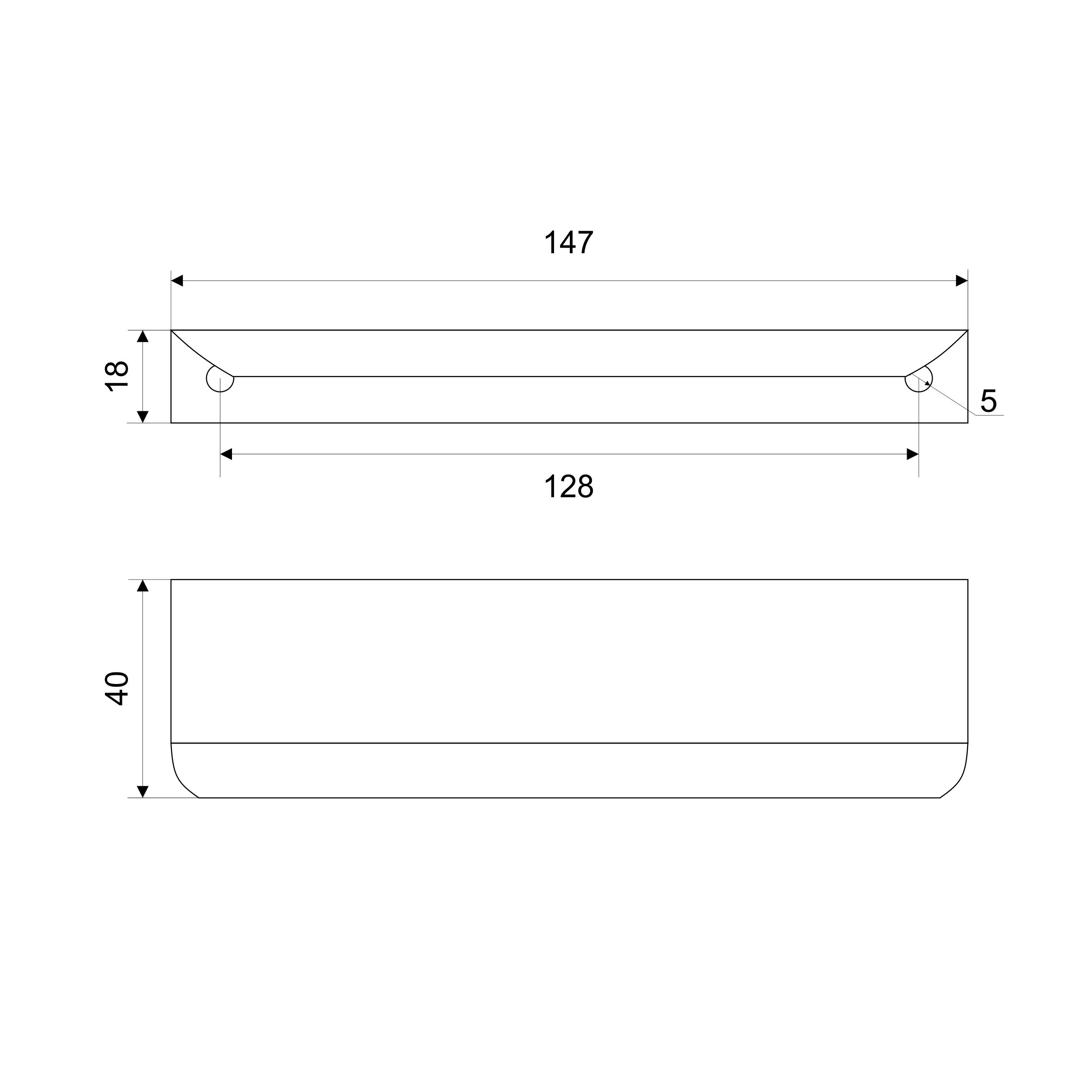 Ручка торцевая мебельная Trodos "10289" 128мм алюминий, черный