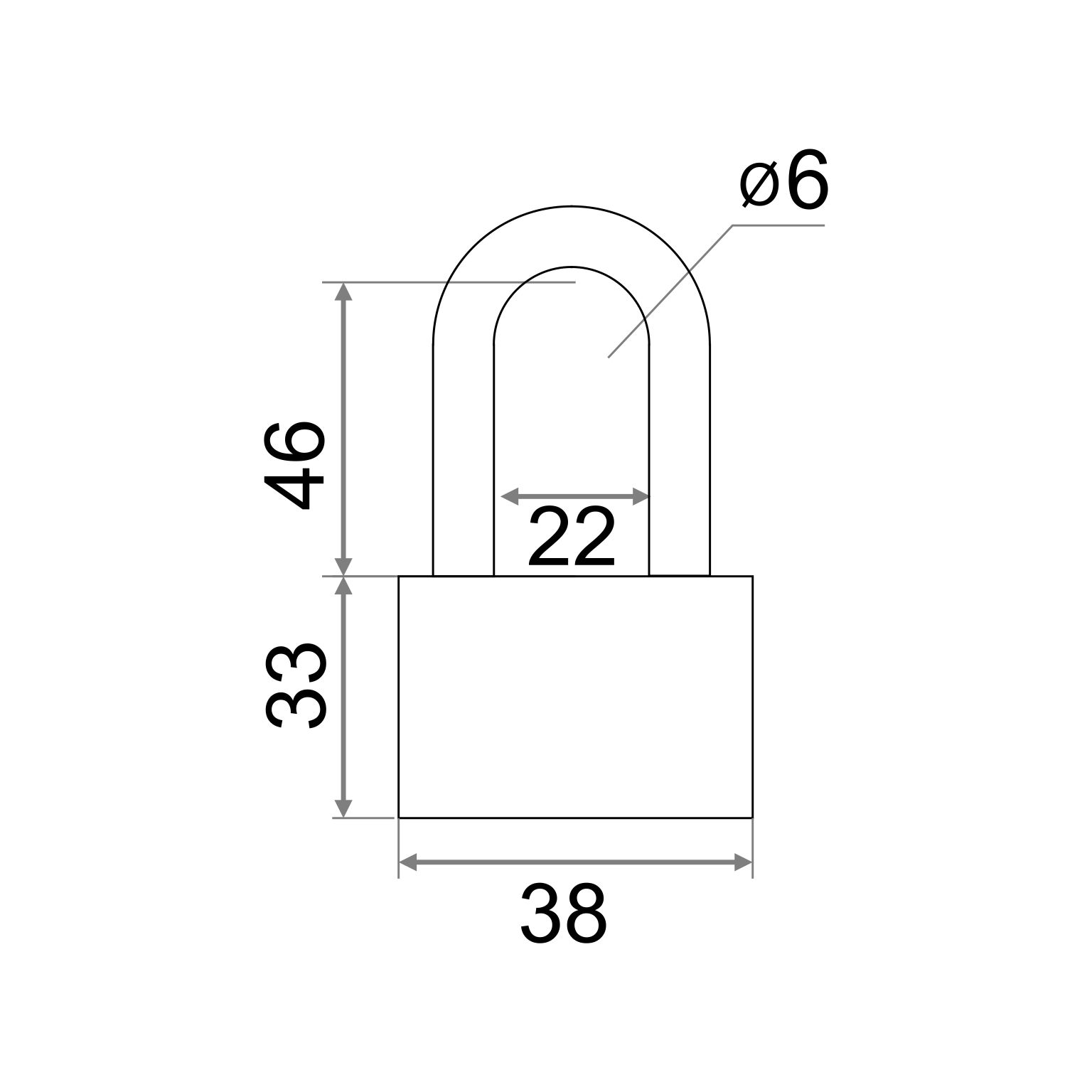 Замок навесной Vrata BC-НG36-38L чугун, серый