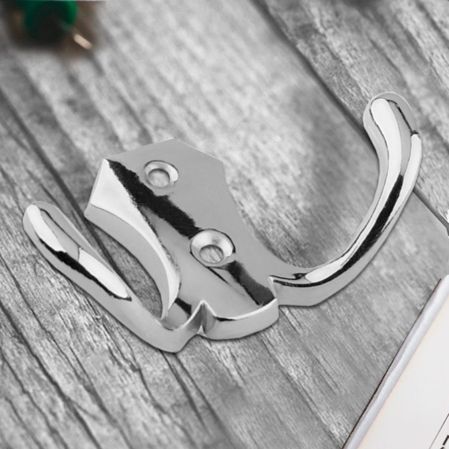 Крючок мебельный Trodos "ZY-204В" 2-рожковый, сплав ЦАМ, хром