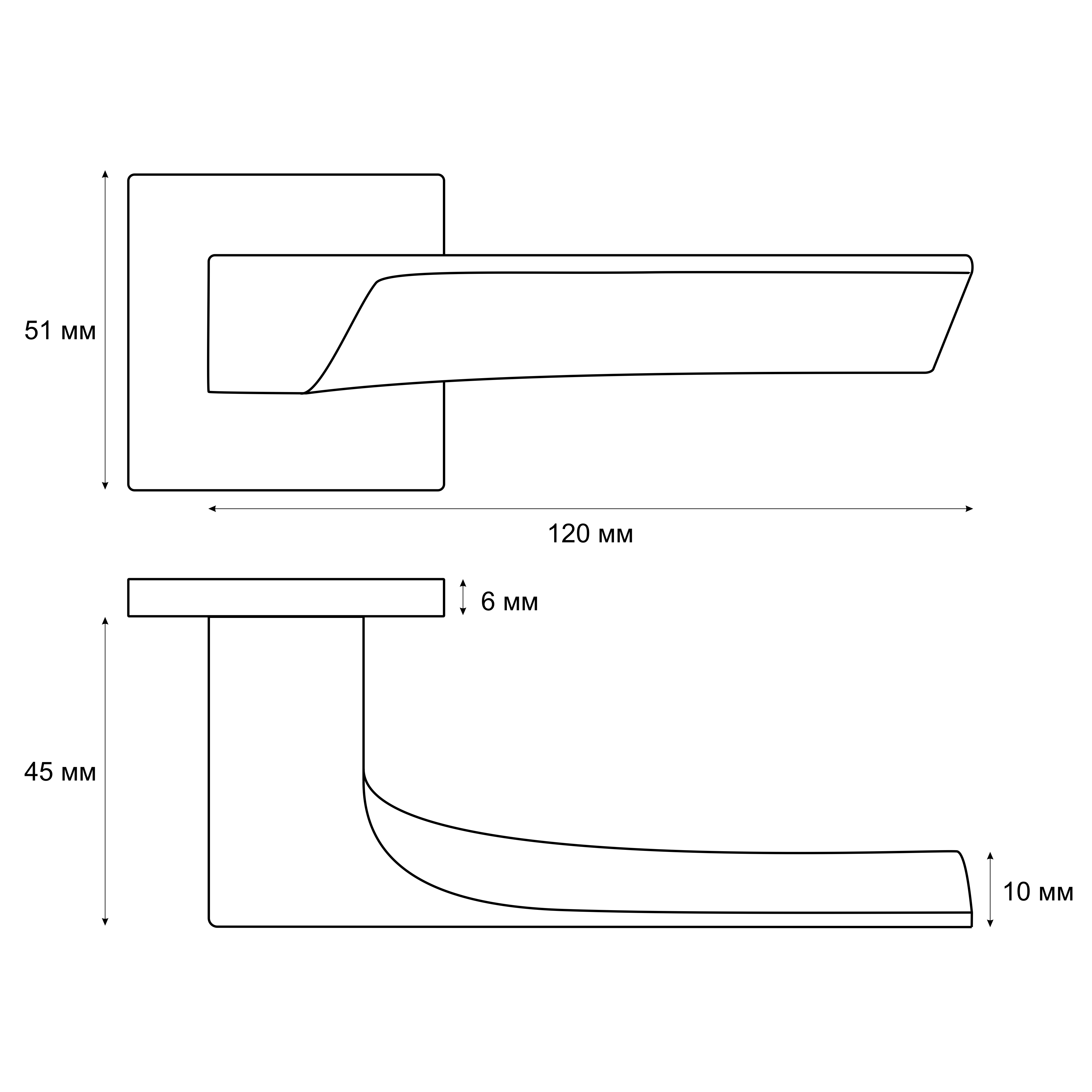 Ручка раздельная Vrata "2175 AL" серия 03 slim, хром