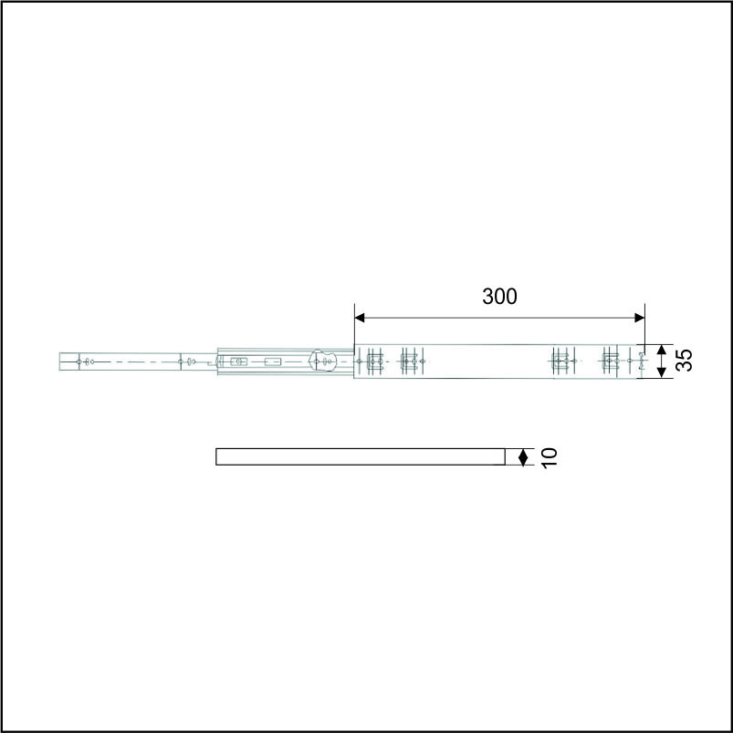 Направляющая шариковая Trodos "1035" полного выдвижения без доводчика L300 Н35