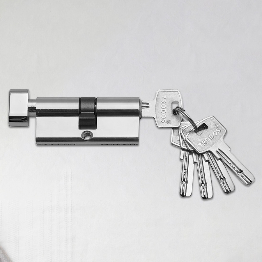 Механизм цилиндровый Trodos ЦМВП 70(35/35) сплав ЦАМ 5 ключей, хром