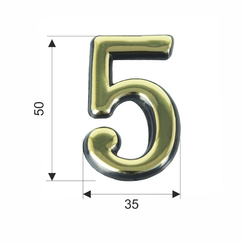 Цифра дверная Trodos "5" золото