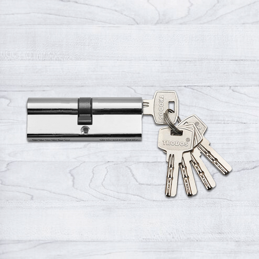 Механизм цилиндровый Trodos ЦМП 90(35/55) сплав ЦАМ 5 ключей, хром