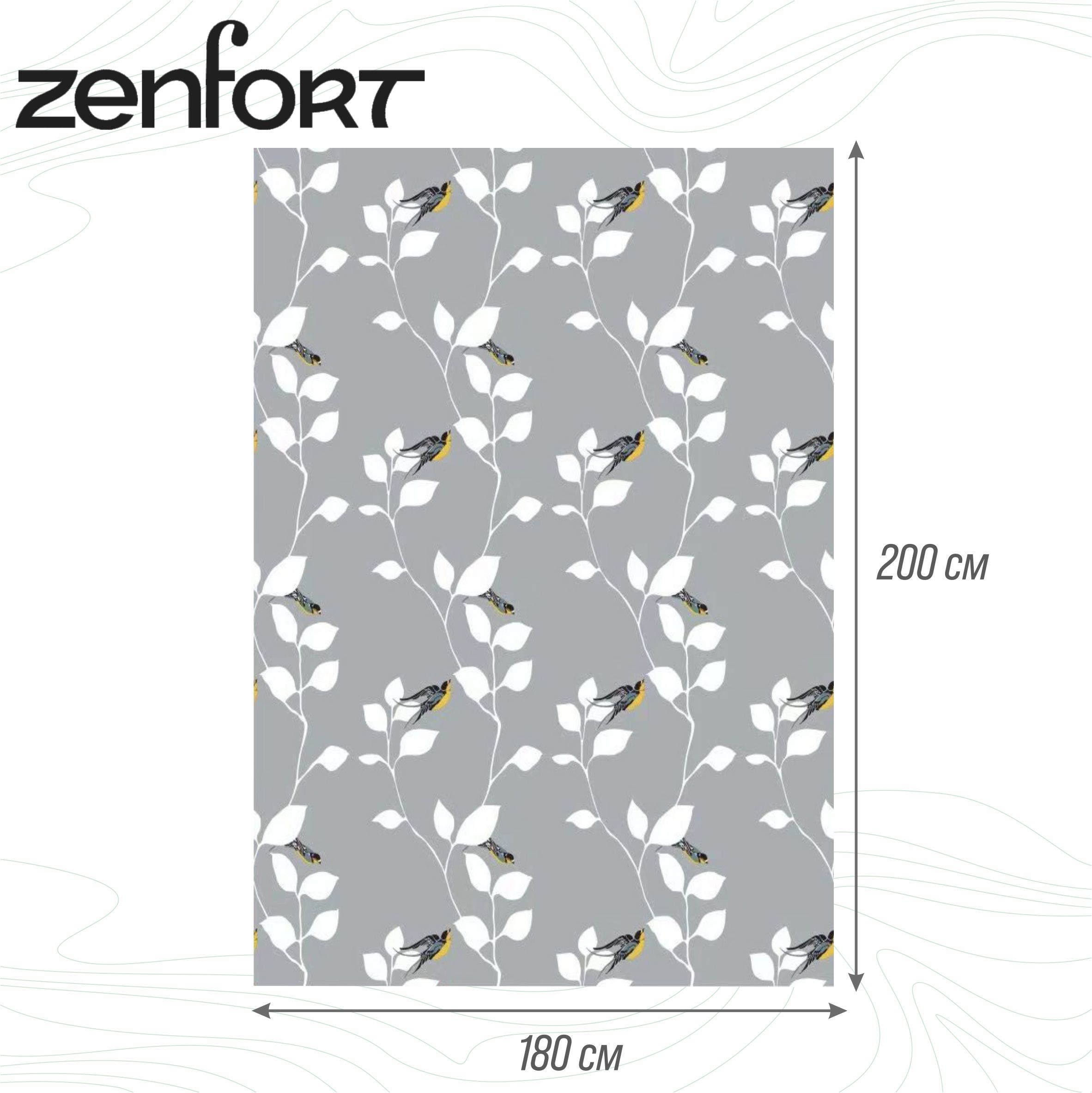 Штора для ванной Zenfort "Весна" полиэстер 180х200см, 12 колец, мультиколор